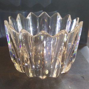 Gorgeous heavy crystal or glass crown bowl vase  signed by artist